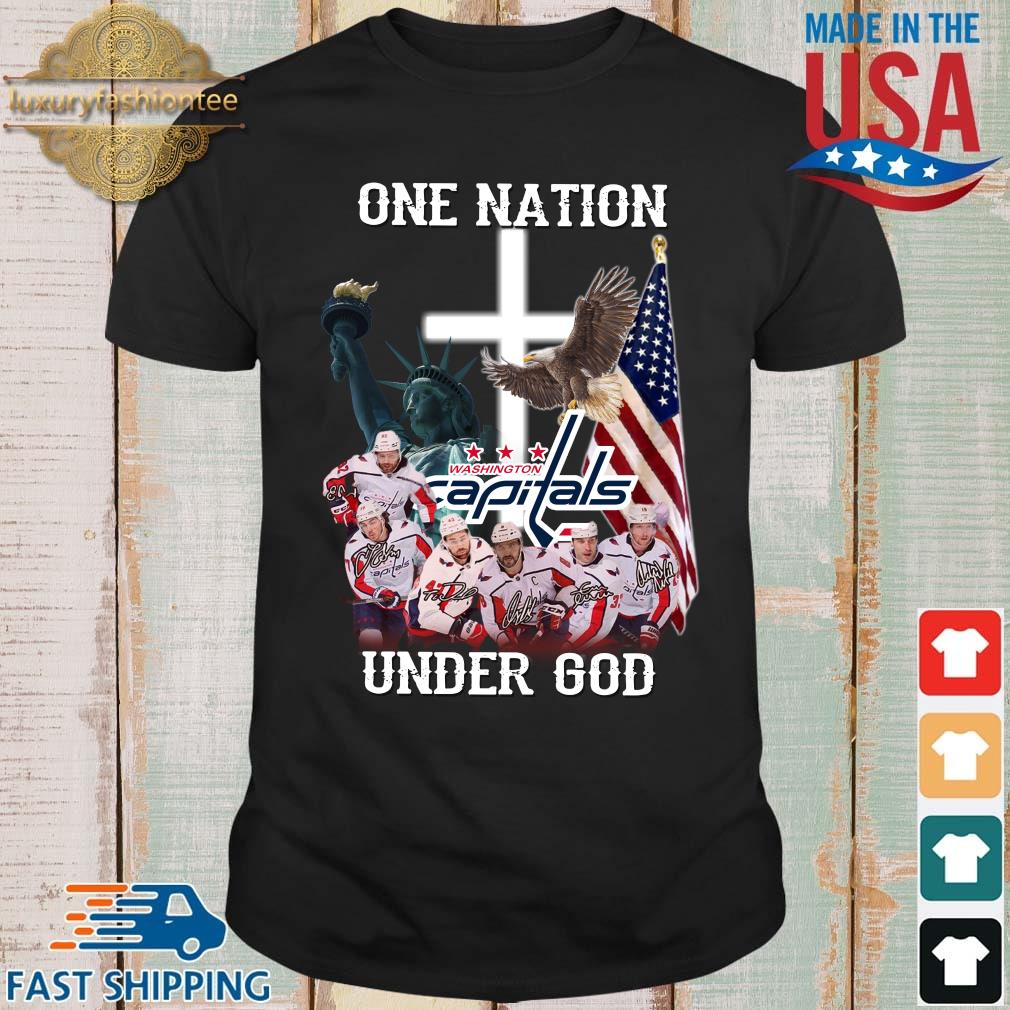 One nation under god Washington Capitals signatures shirt